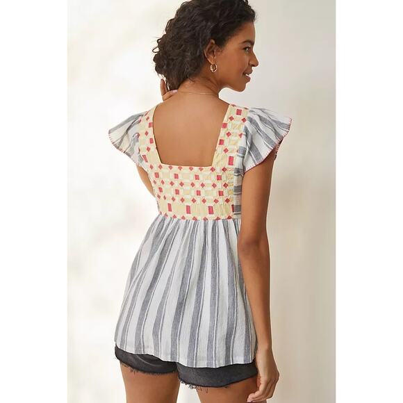 Forever That Girl x Anthropologie Basel Embroidered Tunic Blouse Size 4 - Picture 2 of 8